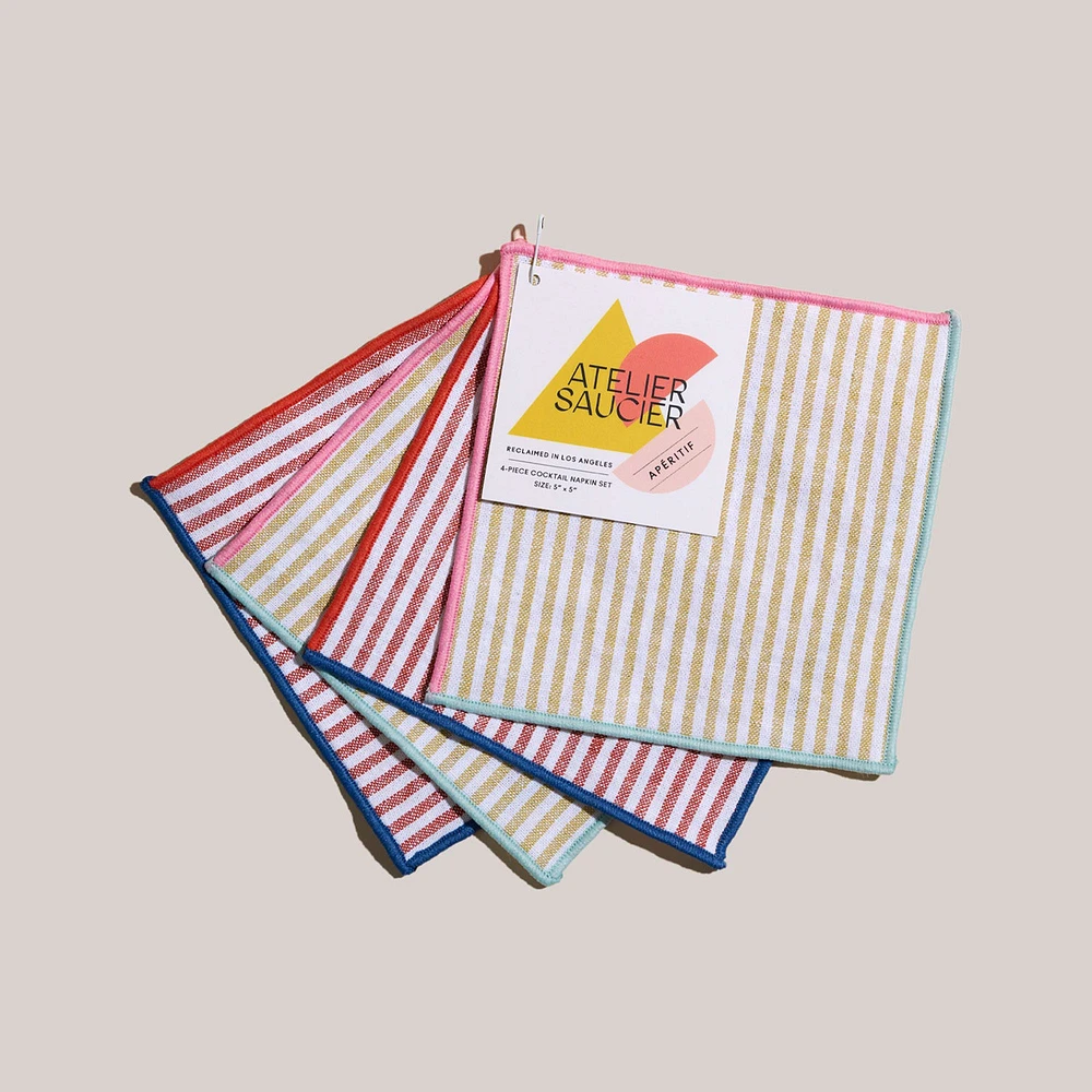 Atelier Saucier Carnival Stripe Cocktail Napkins (Set of 4) | West Elm