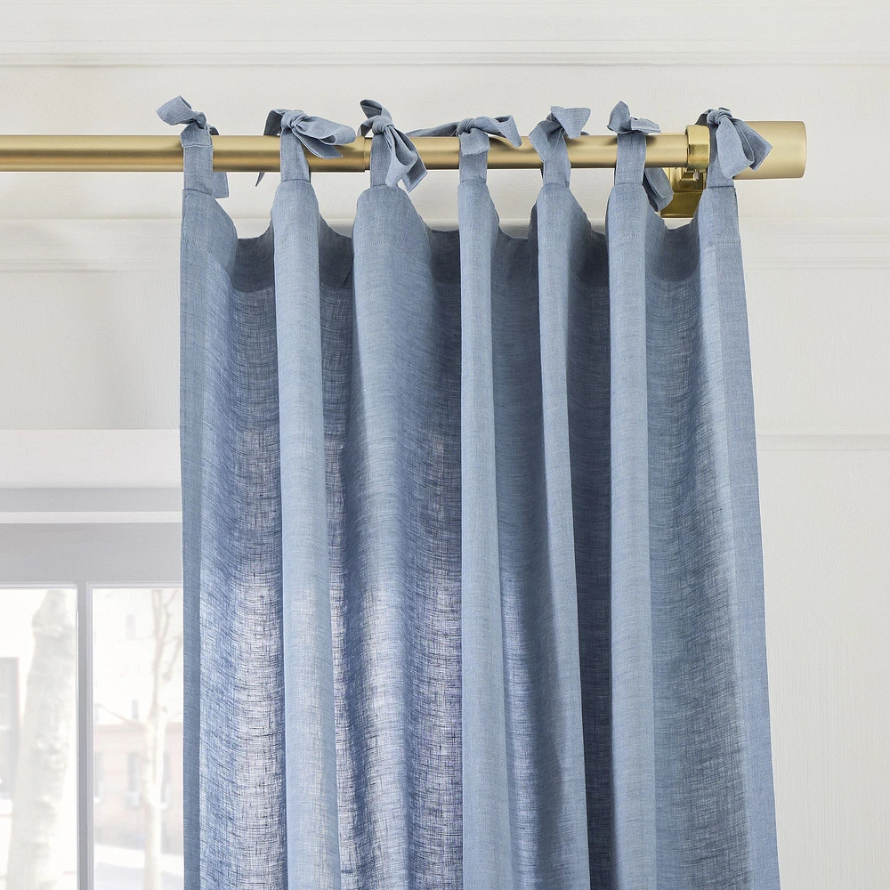 European Flax Linen Curtain w/ Tie Top | West Elm