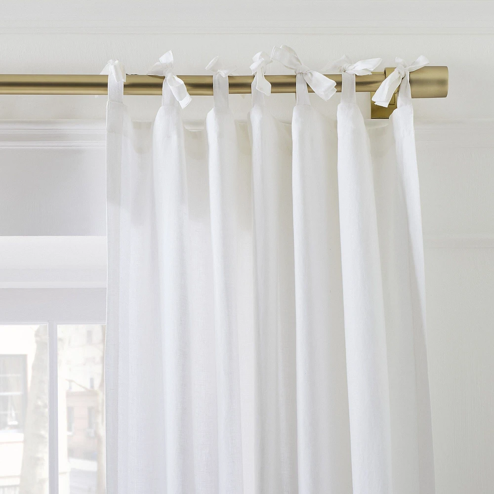 European Flax Linen Curtain w/ Tie Top | West Elm