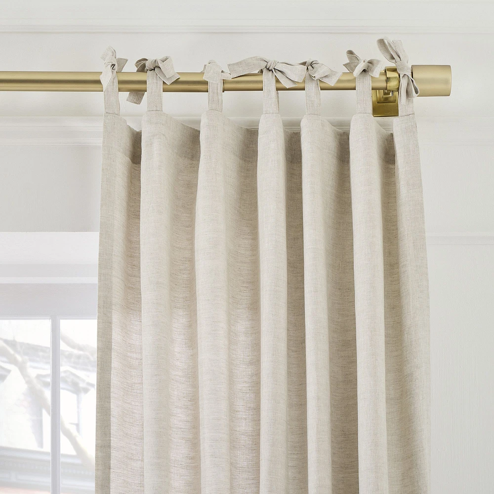 European Flax Linen Curtain w/ Tie Top | West Elm