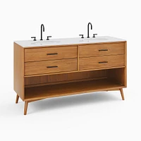 Mid-Century Open Storage Double Bathroom Vanity (63") - Acorn | West Elm