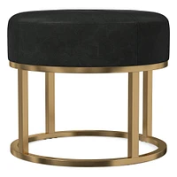 Box Frame Round Leather Ottoman | West Elm