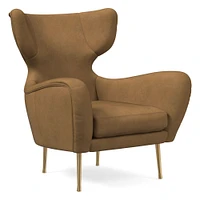 Lucia Leather Wing Chair - Metal Legs | West Elm