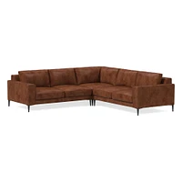 Harper Leather 2-Piece Bumper Chaise Sectional (106"–116") | West Elm