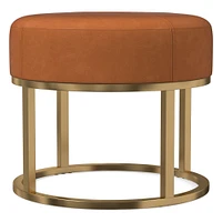 Box Frame Round Leather Ottoman | West Elm