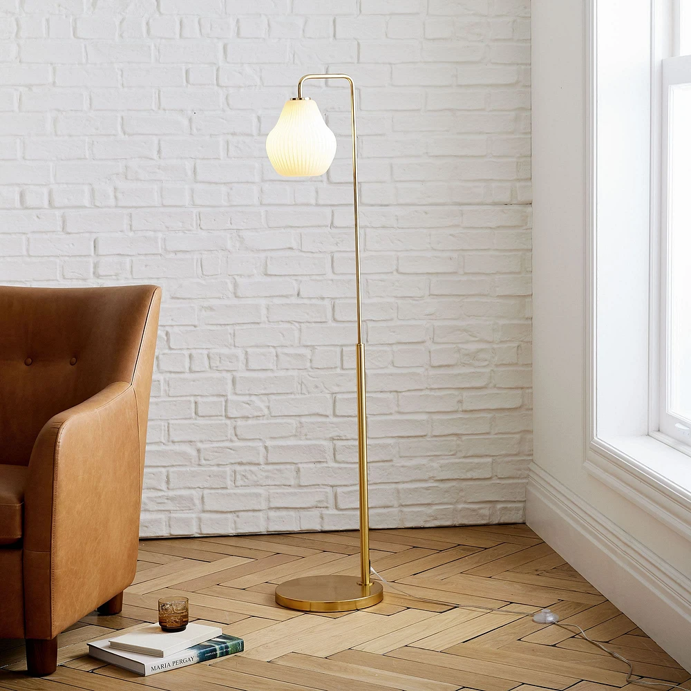 Sculptural Glass Ribbed Floor Lamp | West Elm