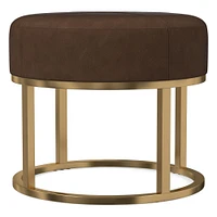 Box Frame Round Leather Ottoman | West Elm