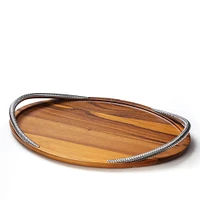 Nambe Braid Acacia Wood Serving Tray | West Elm