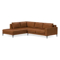 Harper Leather 2-Piece Bumper Chaise Sectional (106"–116") | West Elm