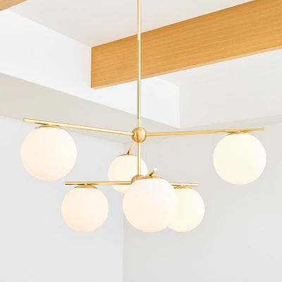 Sphere + Stem 6-Light Semi-Flush Mount Lighting - Brass | West Elm