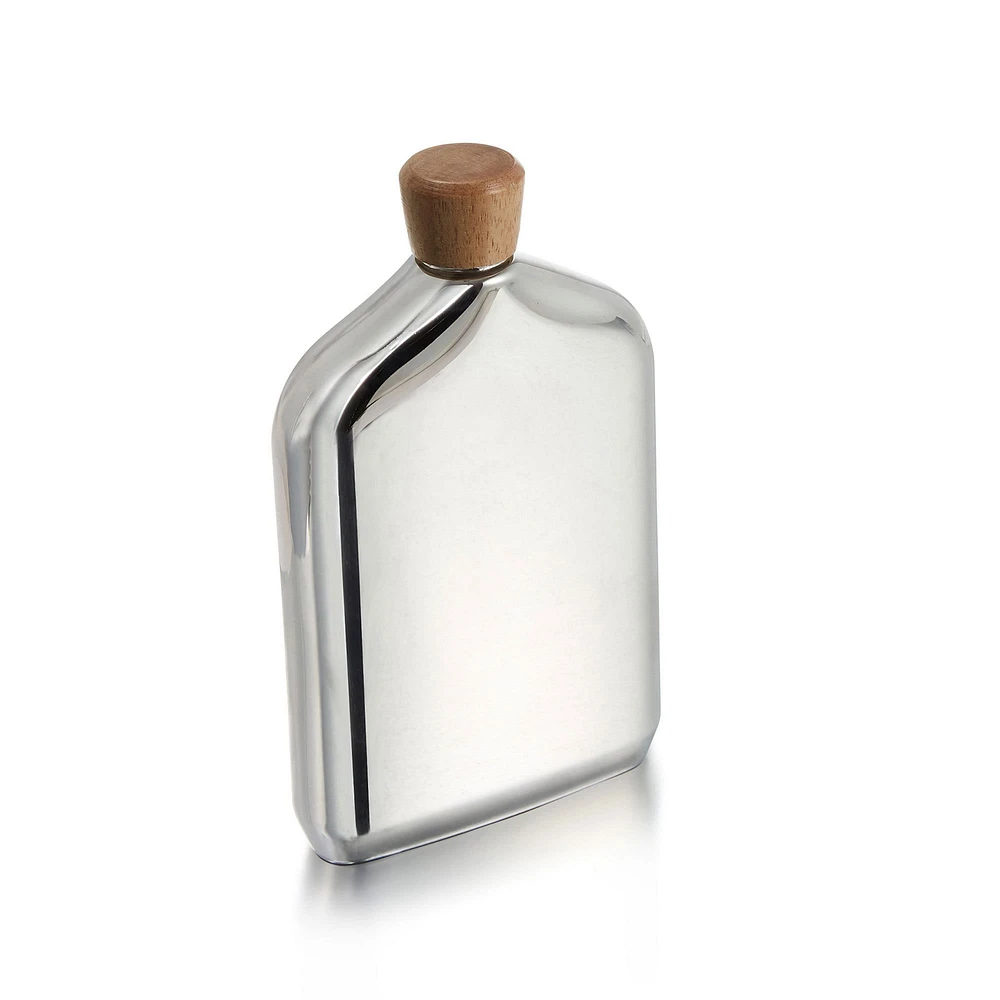 Nambe Vie Stainless Steel w/ Wood Top Flask | West Elm