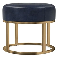 Box Frame Round Leather Ottoman | West Elm