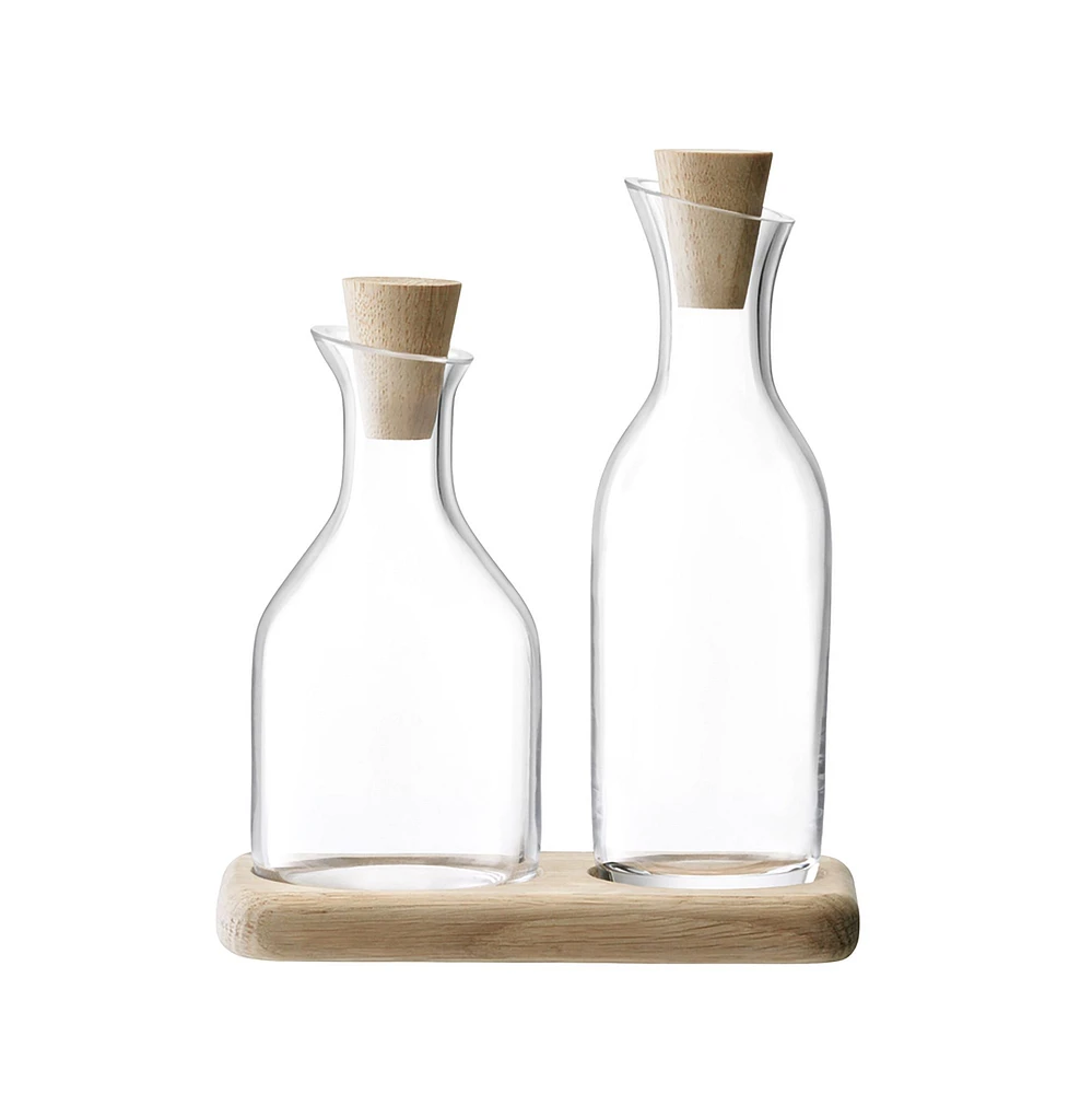 Serve Oil & Vinegar Set w/ Oak Base | West Elm