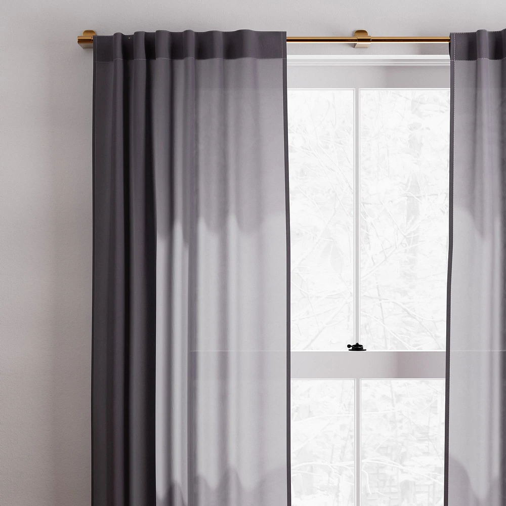 Sheer European Flax Linen Curtain - Iron Gate | West Elm