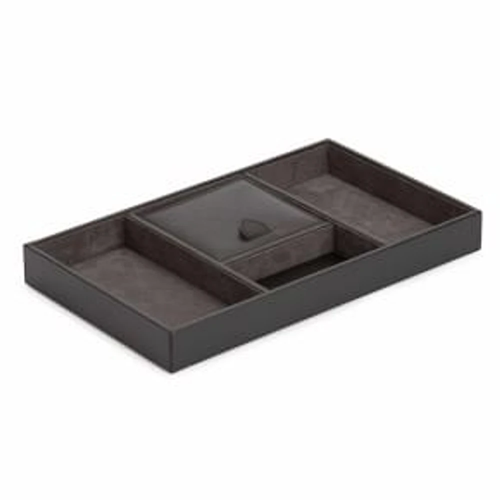 Blake Valet Tray, Leather, Gray