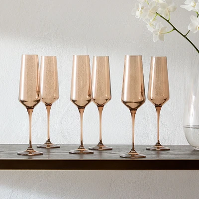 Estelle Colored Glass Champagne Flute (Set of 6) | West Elm