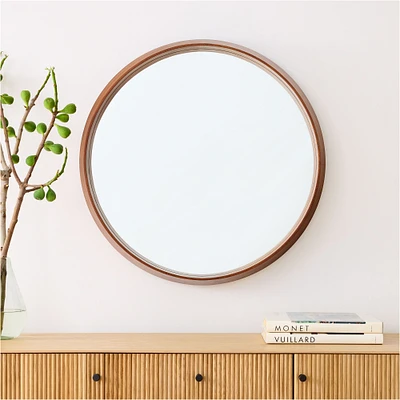 Eucalyptus Wood Frame Ledge Round Wall Mirror | West Elm