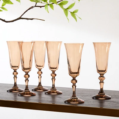 Estelle Colored Glass Regal Flute (Set of 6) | West Elm