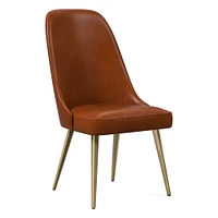 Mid-Century High-Back Leather Dining Chair - Metal Legs | West Elm