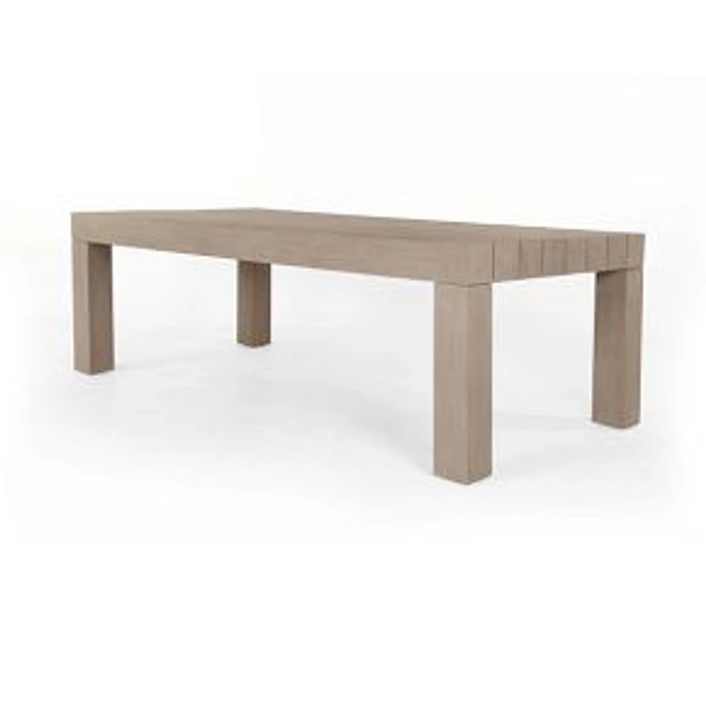 Modern Teak 87" Outdoor Rectangle Dining Table, Washed Brown