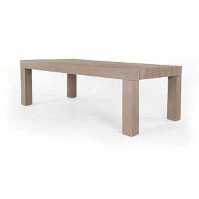 Modern Teak 87" Outdoor Rectangle Dining Table, Washed Brown