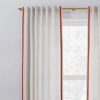 European Flax Linen Embroidered Stripe Curtain | West Elm