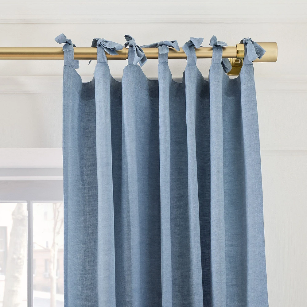 European Flax Linen Blackout Curtain w/ Tie Top | West Elm