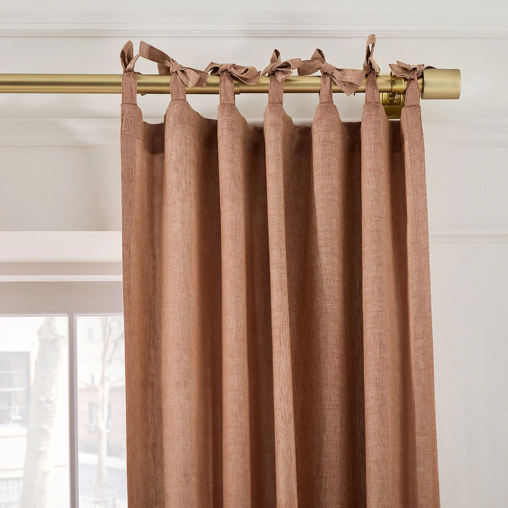 European Flax Linen Blackout Curtain w/ Tie Top | West Elm