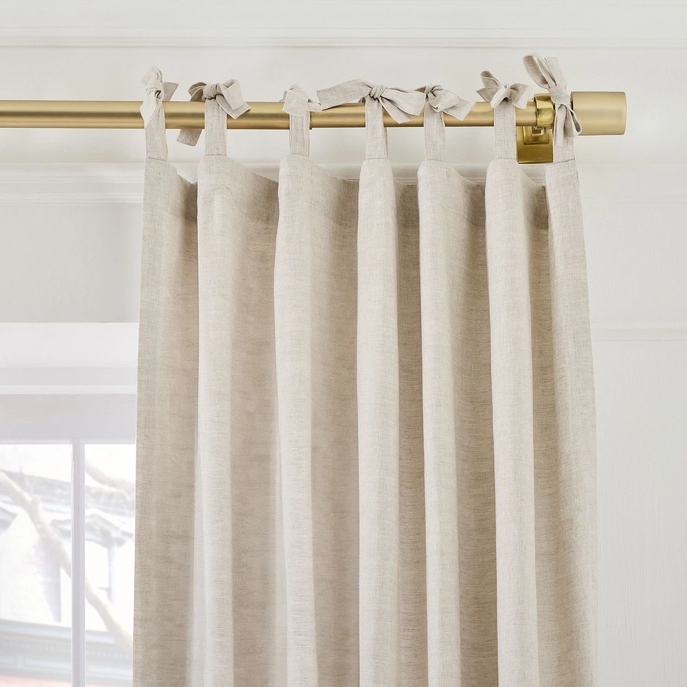 European Flax Linen Blackout Curtain w/ Tie Top | West Elm