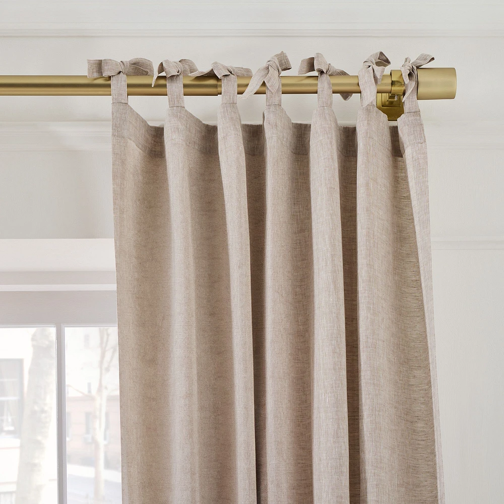 European Flax Linen Blackout Curtain w/ Tie Top | West Elm