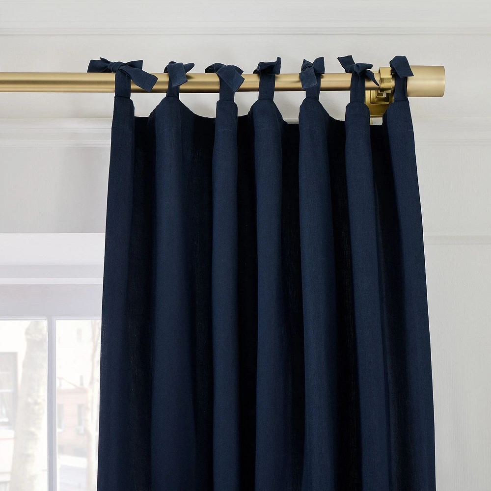 European Flax Linen Blackout Curtain w/ Tie Top | West Elm