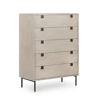 Iron & Acacia 36" Tall 5-Drawer Dresser, Gray Wash