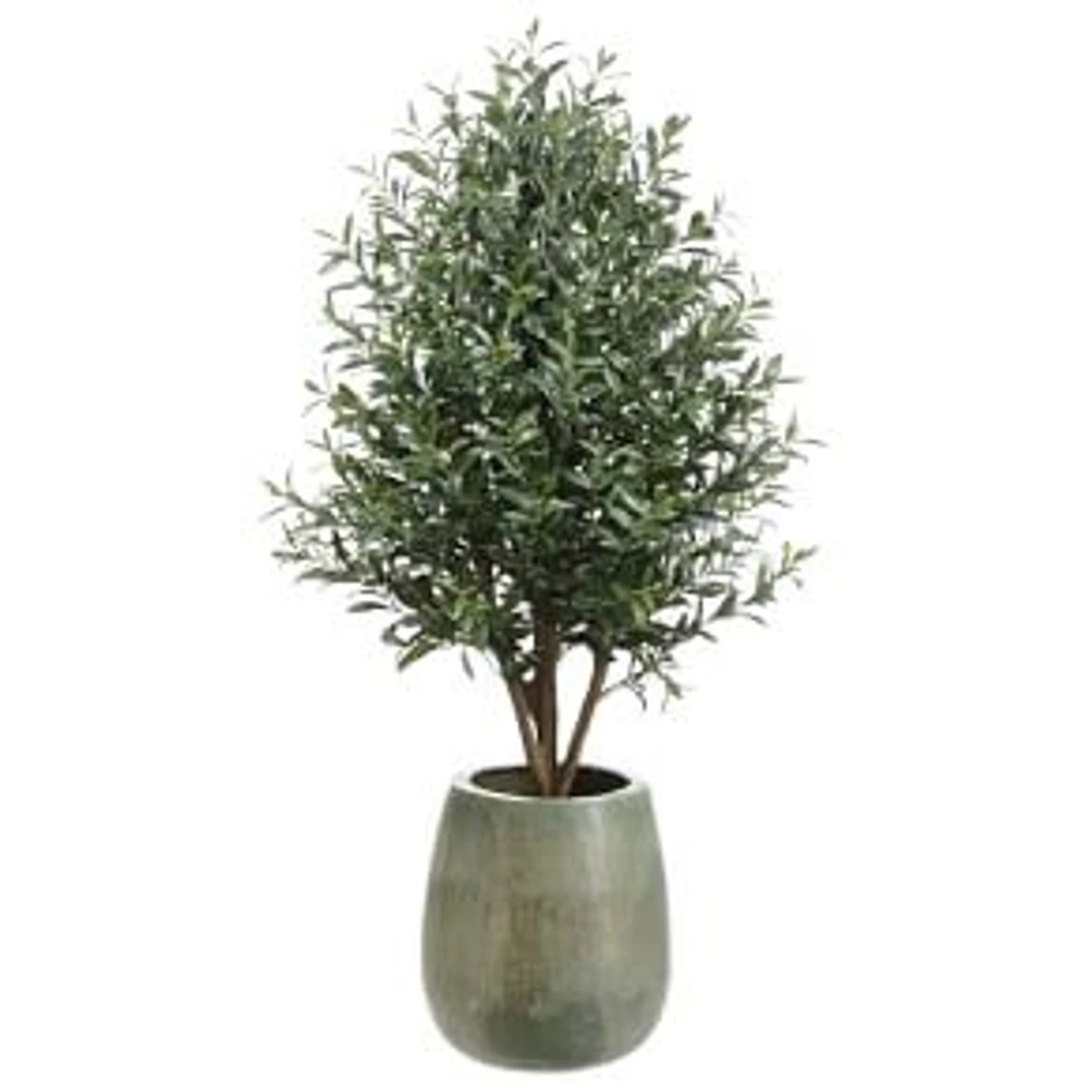 Faux Potted Olive Tree, 5', Green