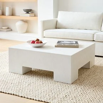 Kamari 40" Coffee Table, White Faux Concrete