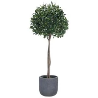 Faux Potted Bay Leaf Topiary, 28"L x 28"W x 70"H, Green