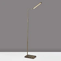 Task Marble LED Floor Lamp, Antique Brass & Brown Marble