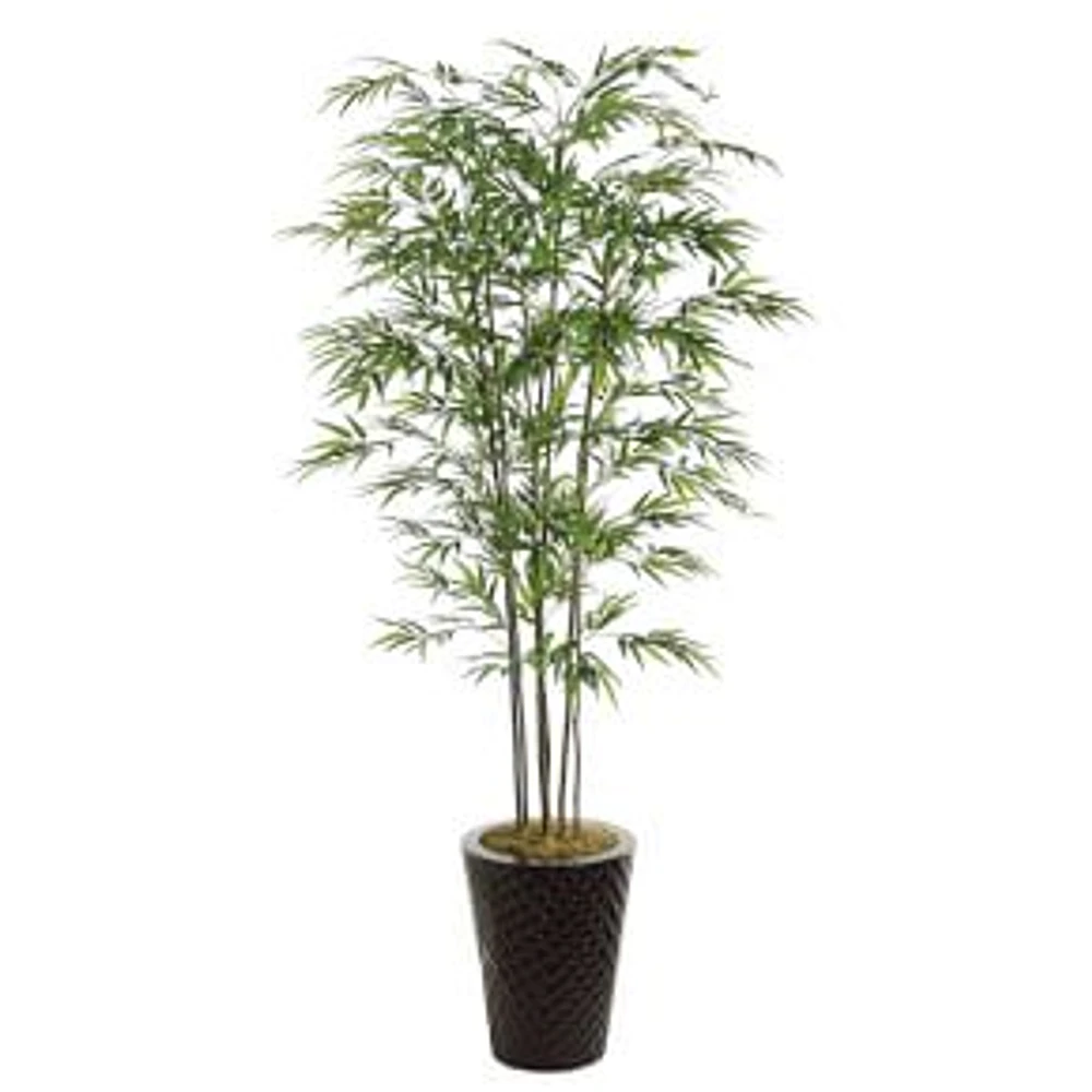 Faux Potted Bamboo Tree, 8', Green