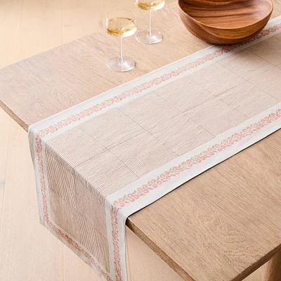 Soil to Studio Tamara Block-Printed Linen Runner | West Elm