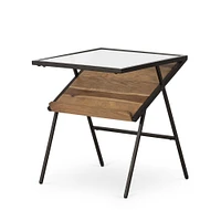 Mixed Wood & Glass Side Table | West Elm