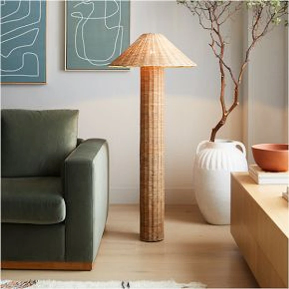 Amelia Woven Floor Lamp, Natural Rattan, 59 in