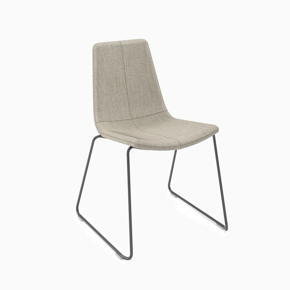 Slope Armless Stacking Chair, Cloud Velvet, Cognac / Saffron Base