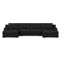 Dalton Leather 3-Piece U-Shaped Chaise Sectional (151") | West Elm