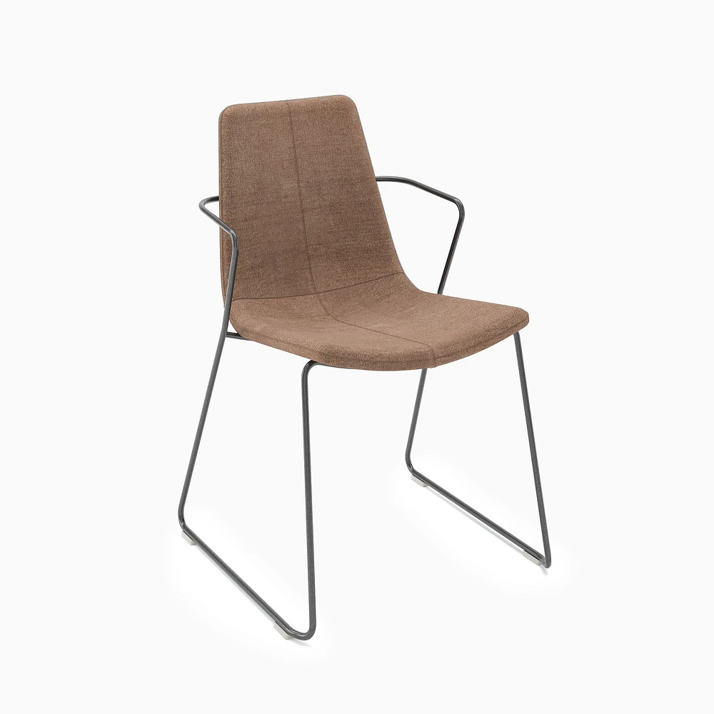 Slope Armless Stacking Chair, Cloud Velvet, Cognac / Saffron Base