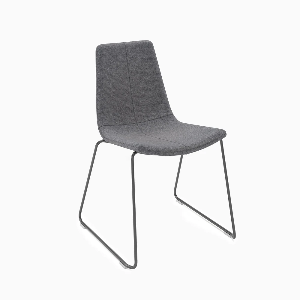 Slope Armless Stacking Chair, Cloud Velvet, Cognac / Saffron Base