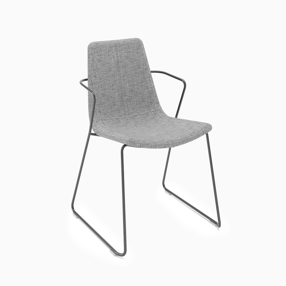 Slope Armless Stacking Chair, Cloud Velvet, Cognac / Saffron Base