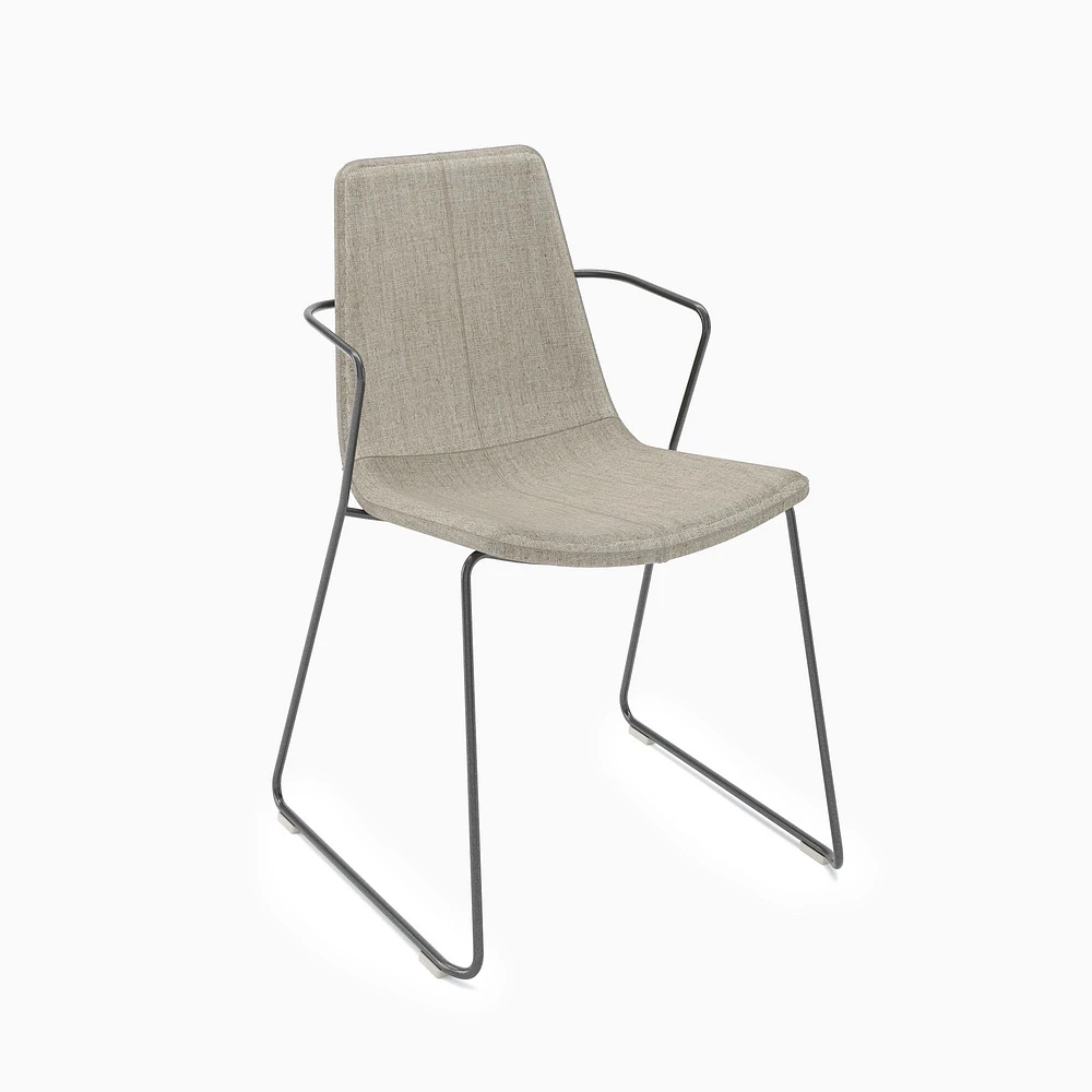 Slope Armless Stacking Chair, Cloud Velvet, Cognac / Saffron Base