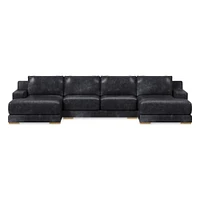 Dalton Leather 3-Piece U-Shaped Chaise Sectional (151") | West Elm