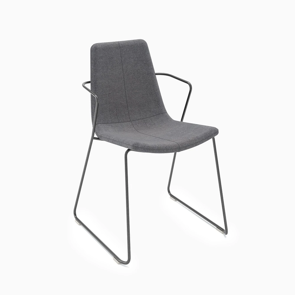 Slope Armless Stacking Chair, Cloud Velvet, Cognac / Saffron Base