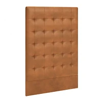 Grid Tufted Tall Wall Mounted Headboard, King, Vegan Leather Saddle, Saddle