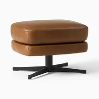 Viv Leather High-Back Swivel Chair Ottoman | West Elm